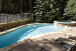 This slopeside heated pool offers fantastic views